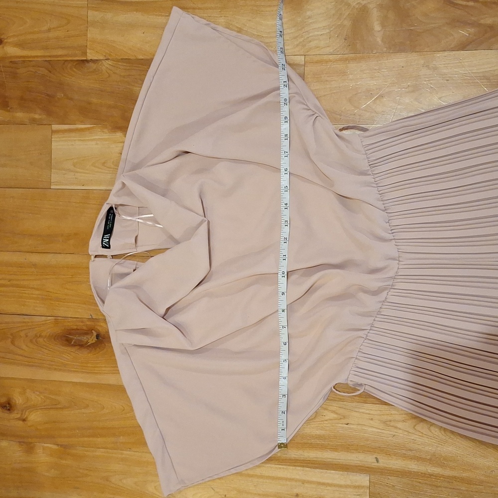 Zara Dusty Pink Pleated Wide-Leg Jumpsuit with Belt - Picture 6 of 15